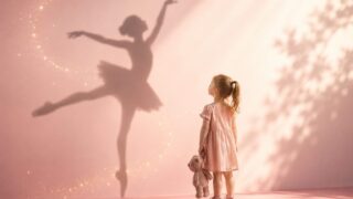 未来の自分の可能性を見つめる女の子のイメージ